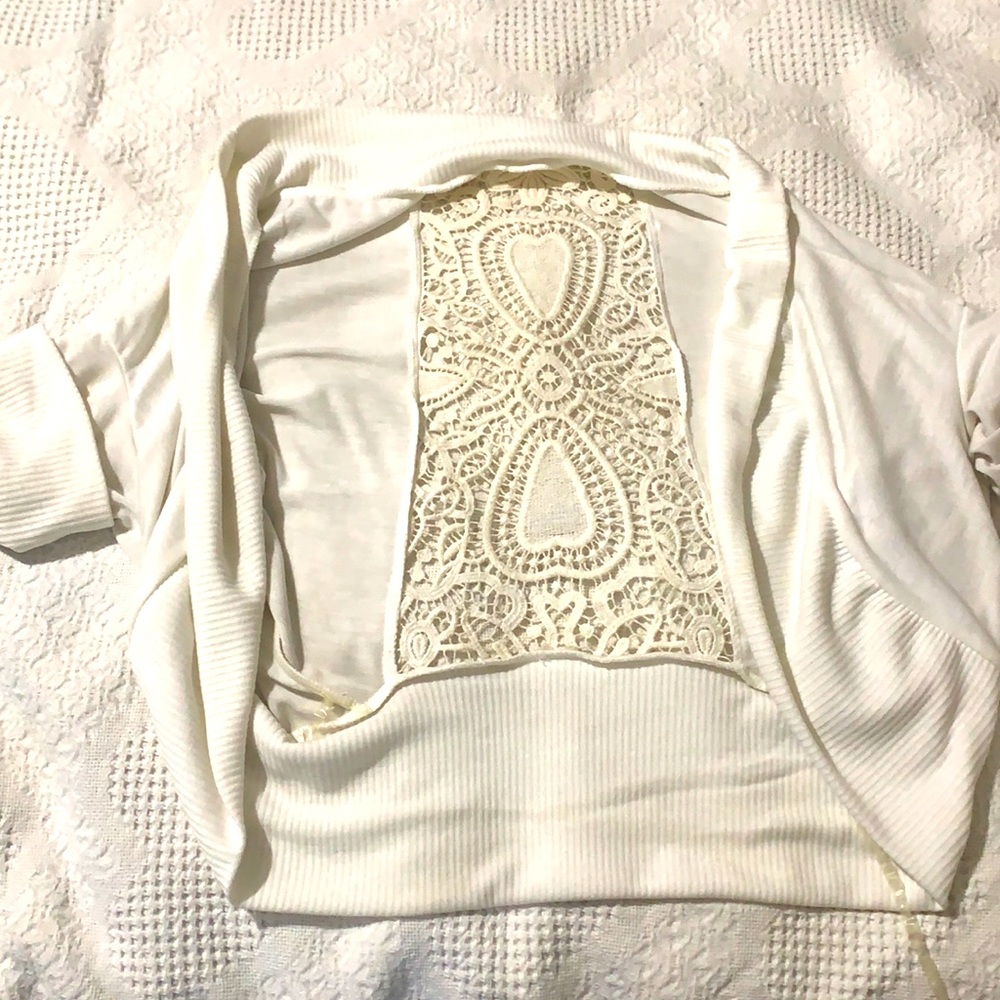 Cropped Cardigan with lace back detail
